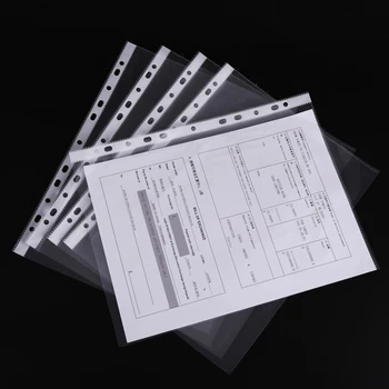 100vnt A4 formato Plastiko Perforuoti Kišenės Katalogai Padavimo 11 Skyles Palaidų Lapų Dokumentų Lapą Apsaugos Skaidrus Aplankas Krepšys