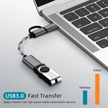 2 In 1 USB 3.0 OTG Adapterio Kabelio Tipas-C Micro USB Į USB 3.0 Sąsaja Įkrovimo Kabelis Linija mobiliųjų Telefonų Konverteris mobilusis telefonas