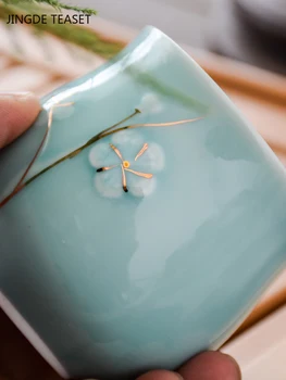 2 vnt./daug Boutique Keramikos Teacup Vandens puodelis su rankena Kinijos Rankų darbo arbatos dubenėlį Vieno puodelio Meistras Puodeliai Namų geriamojo Teaware
