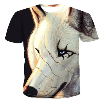 2020 naujas Vasaros mados T-shirt Vyrai Streetwear Apvalios Kaklo trumpomis Rankovėmis Tees Juokinga Gyvūnų Vyrų Drabužiai Atsitiktinis Wolf 3D Spausdinimo Viršūnės