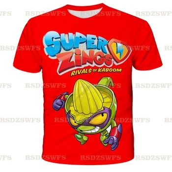 2021 Berniukų Vasaros raudona Super Zings Serijos 4 T Shirt Baby Boy Viršūnes Bamblys Tees Vaikai Mergina Marškinėliai Superzings Vaikų marškinėliai