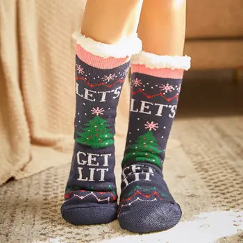 2021 m. Naujas Kalėdų Mergina rudens ir žiemos vidurio vamzdis grindų kojinės Suaugusiųjų Sniego kojinės sustorėjimas