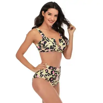 2021 maudymosi kostiumėlį, Leopardas Spausdinti Gilia V Sling Moterų Padalinta Bikini 2 dalių Rinkinys Moterims