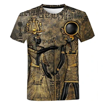 2021 Naujas Retro Stiliaus Senovės Horo Egipto Dievo Akių, Egipto Faraonas Anubis 3D T Marškiniai Vyrams, Moterims, Harajuku Juokinga Trumpas Rankovės