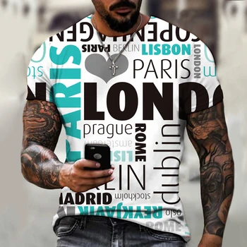 2021 naujausias dizaino vyriški gatvės tendencija T-shirt 3D spausdinimo asmeninį grafiti raštas simbolis modelis trumpomis rankovėmis mados viršų