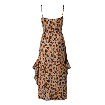 2021 Suknelė Seksualus Leopardas Spausdinti Moterų Boho Suknelė Žemyn, Sūpynės Rankovių Ilgio Princesė Suknelė Mados Ponios Vasaros Paplūdimio Suknelės