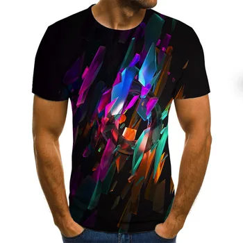 2021 Vasaros Naują Trijų dimensijų Išmaišykite T-shirt Vyrai 's 3D Spausdinimo O-Kaklo marškinėliai Dėvėti Atsitiktinis marškinėliai Viršuje t shirts