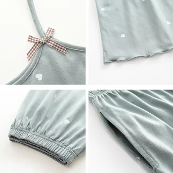 2021 Vasaros Poilsio Pajama Komplektai Moterų Sexy Sleepwear apatinis Trikotažas Rankovių Spageti Dirželis Pižamos Femme Viršuje + Šortai naktiniai drabužiai