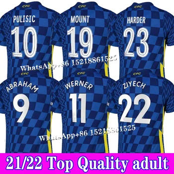 21 22 Aukščiausios Kokybės marškinėliai MOUNT naujų namų 2021 2022 Chelseaes marškinėliai suaugusiųjų HAVERTZ KANTE WERNER ABRAOMAS CFC futbolo džersis