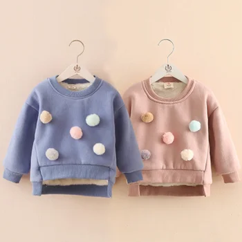 3-8 metų mergytę megztinis vaikų žiemos kailių kamuolys megztinis megztinis kailis mergina mergina šiltas megztinis drabužiai