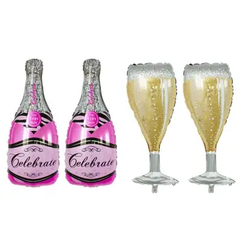 4 Vnt Šampano Butelį ir Wine Goblet Stiklo Rožinės spalvos Folija, Balionus Gimtadieniui Nuotakos Dušas Bachelorette Naujųjų Metų Išvakarėse.