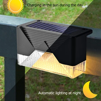 4pcs Smart Saulės Laiptų, Šviesos, Lauko, Sodo Kelio LED Saulės Žibintas Kraštovaizdžio Balkonas Tvora Šviesos Žingsnis Denio Šviesa, atsparus Vandeniui