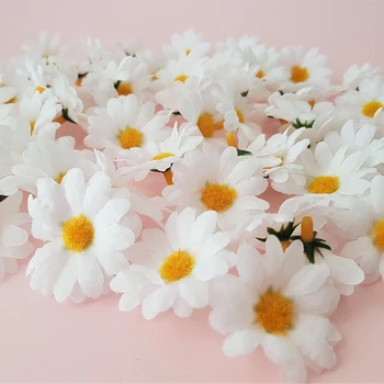 50pcs Dirbtinis Saulėgrąžų Žiedai Dirbtiniais Daisy Gėlių Galvos Vestuvių Papuošalai 