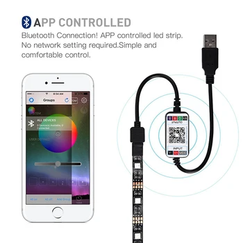 5V USB Bluetooth LED Juosta 5050 30LEDs/M RGB LED Juostele Nuotolinis Muzikos WiFi APP Kontrolės TV Apšvietimas Lanksti Led Šviesos Vandeniui