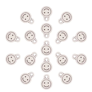 60 x Antikvariniai Sidabro Spalvos, Šypsena, Veido Pakabukai Karolius, Granules, 2 Pusių, 