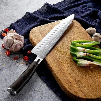 8 Colių Damaske Chef Peilis Japoniško VG-10 Aštrių Ašmenų Nerūdijančio Plieno Šefo Peilis Mėsos, Daržovių Pjaustyklės, Pjovimo Virtuvės Peilis