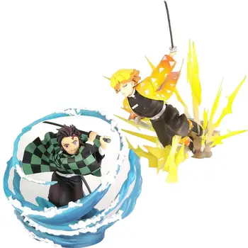 Anime Demon Slayer Kimetsu nr. Yaiba Agatsuma Zenitsu Kamado Tanjirou PVC Veiksmų Skaičius, Žaislų Statula Suaugusiųjų Kolekcionuojamos Lėlės Modelio