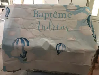 Berniukų Krikšto Baby Shower Fone Coulds Karšto Oro Balionų Šviesiai Mėlyna Tema Gimtadienio Fotografijos Fonas 7x5ft