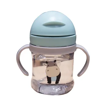 Cartoon vaikų plastiko puodelis su skale šiaudų taurės anti-užspringti kūdikių rankena vandens butelis atsparus rudenį ir nėra nuotėkio Pardavimas