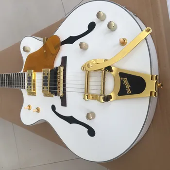 Didmeninė gitara Kinijos gitara nauja balta džiazo elektrinė gitara. Gera garso kokybė, nemokamas pristatymas