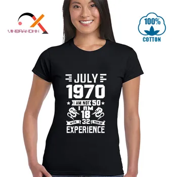 Didžiosios marškinėliai Moteris retro 70 prabangos prekės ženklo drabužių T-shirt gimė 1970 m. liepos šeimos gimtadienio dovana fitneso T-shirt
