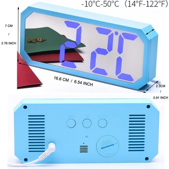 Dovanų idėjos Spalvinga Veidrodėliai Skaitmeninis LED Laikrodis-Žadintuvas su Temperatūros Termometras,Kalendorius ir Garso Kontrolės Apšvietimas Miegamajame