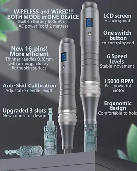 Dr. Pen Ultima M8 Microneedling Pen Derma Automatinis Rašiklis su 5 Vnt. 16 Smeigtukai Kasetės - Wireless / Odos Priežiūros Prietaisas