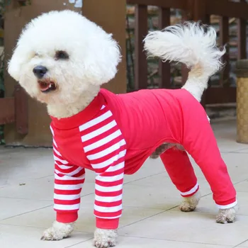 Dryžuotas šunelis Pižama Keturių Pėdų Jumpsuit Dėl Smulkaus ir Vidutinio Šunys Sleepwear Šuniuką Čihuahua Pjs XS S M L XL Naminių Reikmenys