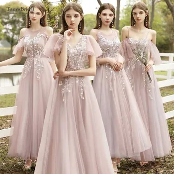 Dusty Pink Prom Dresses trumpomis Rankovėmis, 2021 Naujas Elegantiškas Nėrinių Paprasta Moteris vestido de fiesta de boda Vakare Šalis Suknelė JQ807