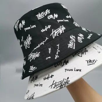Dvigubo Pusėje Atspausdintas Laiškas Siuvinėjimo Kibirą Skrybėlės Meno Laisvalaikio Drabužiai skėtį nuo saulės Baseino Skrybėlę dvipusis Sunhats Unisex Skrybėlę