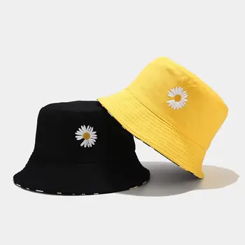 Dvipusės Daisy žvejo skrybėlę vyrų ir moterų pavasarį ir vasarą korėjos universalus spausdinti saulės skrybėlę