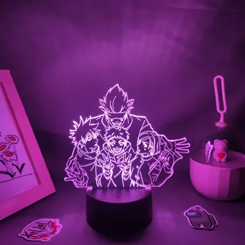 Džiudžiutsu Kaisen Anime Pav Itadori Yuji Satoru Gojo Komanda 3D, LED Lempos RGB Naktį Žibintai, Miegamojo, Stalo Dekoras Manga Gimtadienio Dovanos