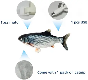 Elektroninių Naminių Kačių USB Įkrovimo Katžolių Modeliavimas Šuo Šokinėja Flippity Žuvų Interaktyvus Žaislas Kramtyti Bite Žaislai Naminių Reikmenys Žuvų Žaislas