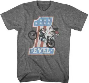 Evel knievel sūnus Vieną Evel Wheelie Licencijuotas JAV, Amerikos Vėliava vyriški T-Shirt