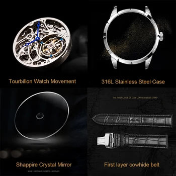 EZOPO Naujas Mechaninis laikrodis Vyrams Top Brand Prabangus Automatinis laikrodis, Odinis Dirželis Sapphire Kristalas atsparus Vandeniui 100M Relogio Masculino