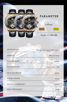 GRMONTRE Naujas Prekės ženklas Automatinis laikrodis su Prabanga Steampunk Vyrų Mechaninių Laikrodžių Mados Vyras Verslo Valandą relogio luxo mecanic