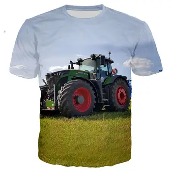 Harajuku 3D spausdinimo Hipster Vasaros T-shirt marškinėliai streetwear T - shirt traktoriaus mados automobilių Berniukas marškinėlius vaikų trumpomis Rankovėmis Tee viršų