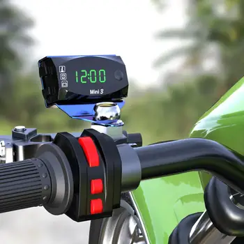 IP67 Motociklo Elektroninis Laikrodis Termometras Voltmeter Trijų-In-One Vandeniui atsparus Dulkėms Su Mirksinti Įspėjamoji Ffunction
