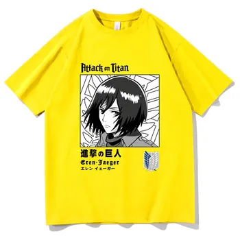 Išpuolis Titan Japonijos Anime Trumpas Rankovės Marškinėliai Kasdien Mielas Mikasa Akermano Print T-shirt Vyrai/moterys Atsitiktinis Smėlio Paplūdimio Marškinėlius