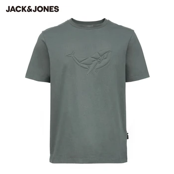 JackJones Vyrų Medvilnė Reguliariai tinka 3D Modelio Atsitiktinis Trumpas rankovėmis T-shirt | 221201106