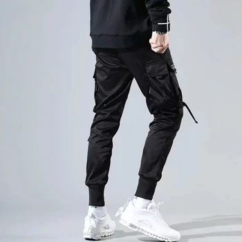 Juostelės Haremas Poilsiu Vyrų Krovinių Kelnės Streetwear 2020 Metų Hip-Hop Atsitiktinis Kišenės Track Pants Vyriškos Harajuku Mados Kelnės