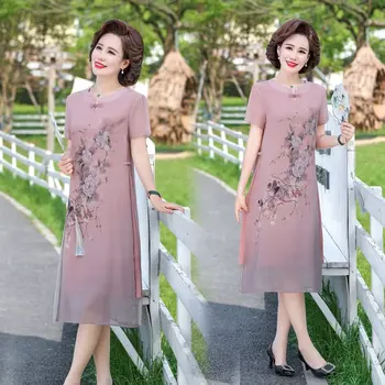 Kinų stiliaus suknelė moterims ilgas vasaros nauji trumparankoviai suknelė ponios pagerėjo cheongsam suknelė šilko imitacijos elegancija