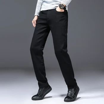 Klasikinis Advanced Stretch Black Jeans 2021 Naujas Stilius, Verslo Mada Džinsai Slim Fit Jean Kelnės Vyriškos Prekės Kelnės