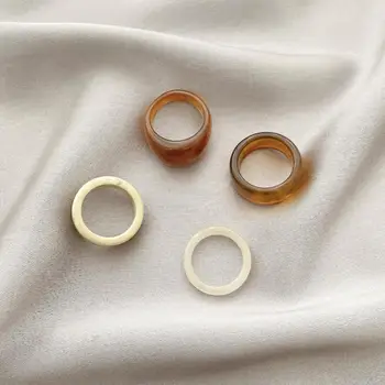 Korėjos Mados Dervos Unadjustable Žiedai Spalvotų Geometrinių Apvalūs Žiedai Moterys Šalis Klubo Ponios Vasaros Papuošalai Dovana Priedai