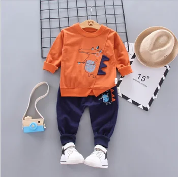 Kūdikių rudenį, vaikų drabužiai Nustatyti naują Vaikų kombinezonas 0-4 metų baby girl apranga medvilnės sportinės aprangos animacinių filmų dinozaurų Berniukai kostiumas