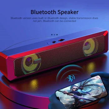 Laidinio Garsiakalbis/Bluetooth Garsiakalbis Stereo Bass Soundbar Spalvinga LED Žibintai, USB Stereo žemų dažnių garsiakalbis Kompiuterių TELEVIZIJA, Telefonas, Garsiakalbiai