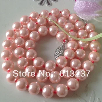 Mados pink shell 10mm apvali imituojamas-pearl madinga karoliukai 