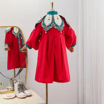Mergaičių suknelė rudens ir žiemos 2020 nauja vaikų cheongsam suknelė mergaitėms raudona metinės suknelė plius aksomo sustorėjimas