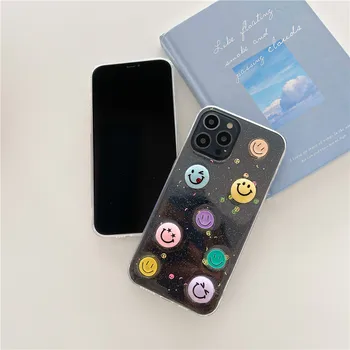 Mielas 3D Candy Spalvas Veiduką, Telefono dėklas Skirtas iphone 12 11 Pro Max X XS Max XR 8 7 Se 2020 M. 12 Mini Blizgučiai Minkštas Silikoninis Galinio Dangtelio