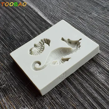 MINI Hipokampo Minkštas Pyragas Pelėsių Silikono 3D Lapų Paspauskite Pelėsių Minkštas Keksiukų Dekoravimo Priemonės 